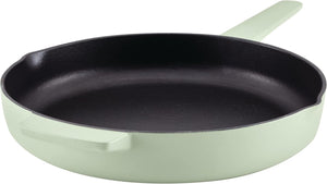 KitchenAid - 12" Pistachio Enameled Cast Iron Fry Pan/Skillet with Helper Handle and Pour Spouts - 48553