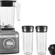 KitchenAid - 1.4 L K150 Charcoal Grey 3 Speed Ice Crushing Blender with 2 Personal Blender Jars - KSB1332DG