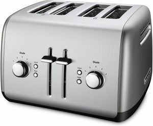 KitchenAid - 4-Slice Brushed Stainless Toaster with Manual High-Lift Lever - KMT4115SX