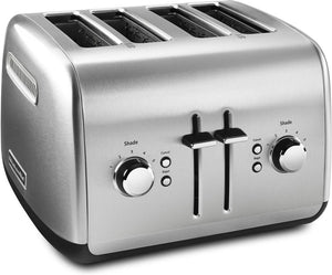 KitchenAid - 4-Slice Brushed Stainless Toaster with Manual High-Lift Lever - KMT4115SX