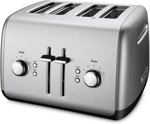 KitchenAid - 4-Slice Contour Silver Toaster with Manual High-Lift Lever - KMT4115CU