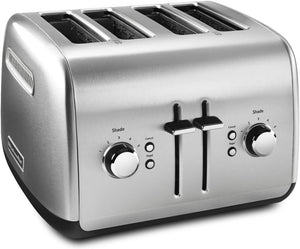 KitchenAid - 4-Slice Contour Silver Toaster with Manual High-Lift Lever - KMT4115CU