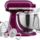 KitchenAid - 5 QT Beetroot Artisan Tilt-Head Stand Mixer with Premium Accessory Pack - KSM195PSBE