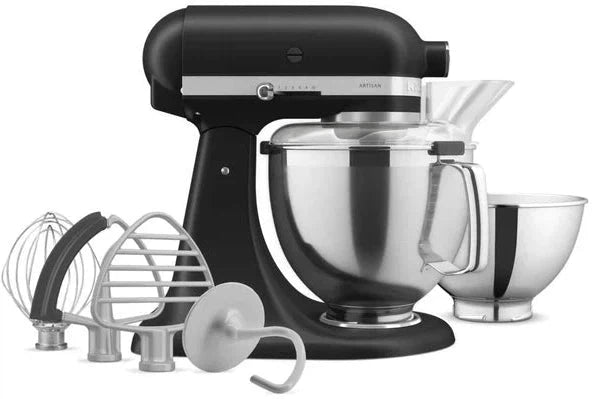 KitchenAid - 5 QT Black Matte Artisan Tilt-Head Stand Mixer with Premium Accessory Pack - KSM195PSBM