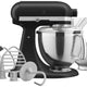 KitchenAid - 5 QT Black Matte Artisan Tilt-Head Stand Mixer with Premium Accessory Pack - KSM195PSBM