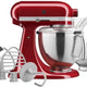 KitchenAid - 5 QT Candy Apple Red Artisan Tilt-Head Stand Mixer with Premium Accessory Pack - KSM195PSCA