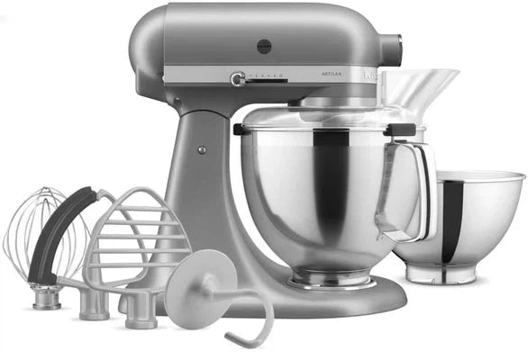 KitchenAid - 5 QT Contour Silver Artisan Tilt-Head Stand Mixer with Premium Accessory Pack - KSM195PSCU