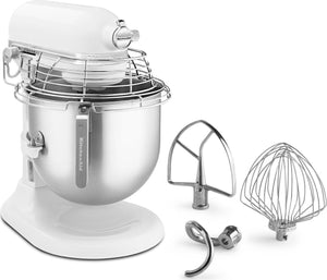 KitchenAid - 8 QT NSF Certified Commercial Series White Bowl-Lift Stand Mixer with Stainless Steel Bowl Guard - KSMC895WH