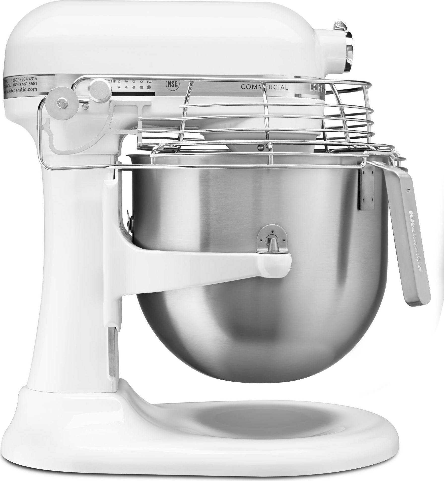 KitchenAid - 8 QT NSF Certified Commercial Series White Bowl-Lift Stand Mixer with Stainless Steel Bowl Guard - KSMC895WH