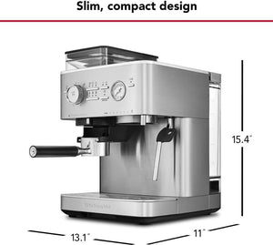 KitchenAid - Brushed Stainless Steel Semi-Automatic Espresso Machine with Burr Grinder - KES6551SX