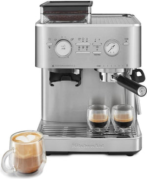 KitchenAid - Brushed Stainless Steel Semi-Automatic Espresso Machine with Burr Grinder - KES6551SX