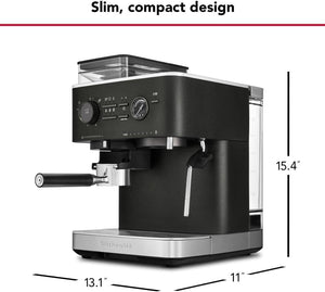 KitchenAid - Cast Iron Black Semi-Automatic Espresso Machine with Burr Grinder - KES6551BK