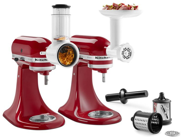 KitchenAid - Food Grinder + Fresh Prep Slicer/Shredder Attachment Bundle - KSM2VSGA