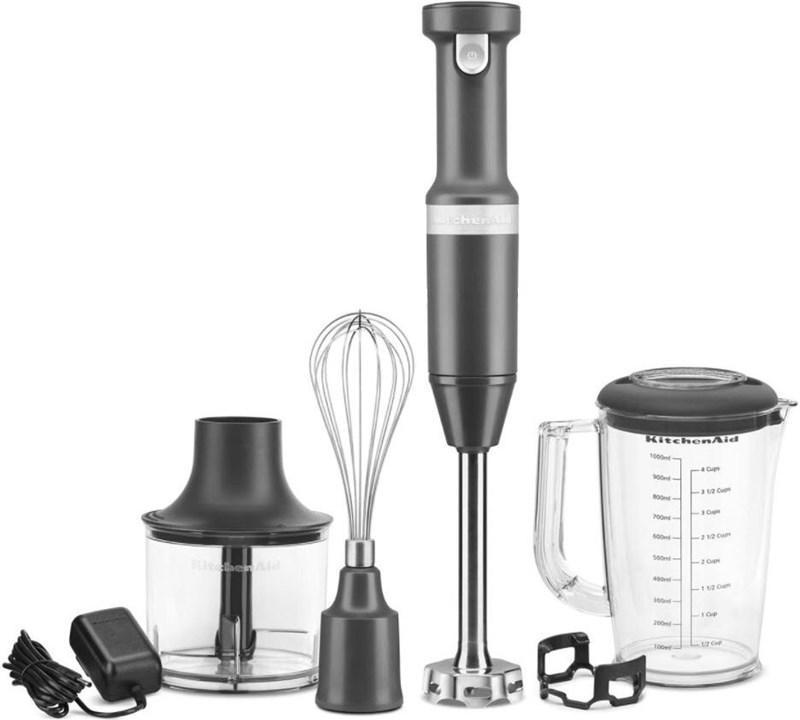 KitchenAid - Variable Speed Cordless Hand Blender with Accessories Charcoal Grey - KHBBV83DG