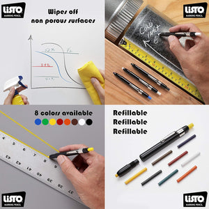 Listo - Black Marking Pencil Refills Writes on Any Surface, 72/Bx - 162BBK