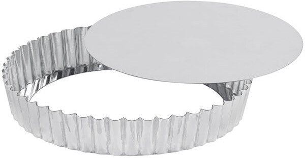 Louis Tellier - 11.81" x 11.02" x 1.37" Tin Plate Medium Round Fluted Tart Mould With Removable Bottom - 126642