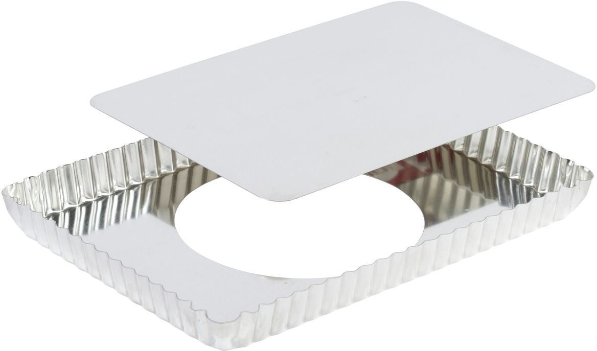 Louis Tellier - 11.91" Tin Rectangular Fluted Tart Mould With Removable Bottom - 125810