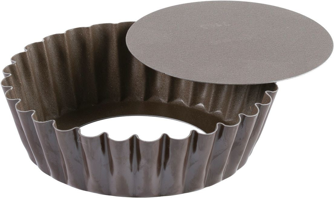 Louis Tellier - 3.93" Non-Stick Round Fluted Cake Mould With Removable Bottom - 224810