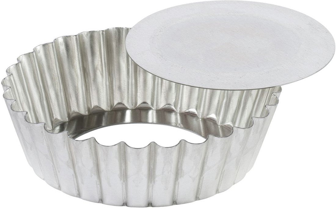 Louis Tellier - 3.93" Tin Plate Round Fluted Cake Mould With Removable Bottom - 124810