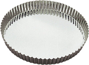 Louis Tellier - 8.66" x 7.87" x 1.37" Tin Plate Deep Round Fluted Tart Mould - 126522