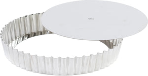 Louis Tellier - 8.66" x 7.87" x 1.37" Tin Plate Medium Round Fluted Tart Mould With Removable Bottom - 126622