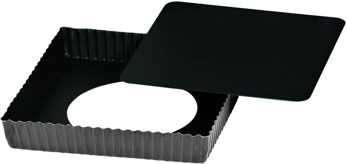 Louis Tellier - 9.05" Non-Stick Obsidian Perforated Fluted Tart Mould With Removable Bottom - 426810