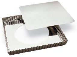 Louis Tellier - 9.05" Tin Plate Square Fluted Tart Mould With Removable Bottom - 126810