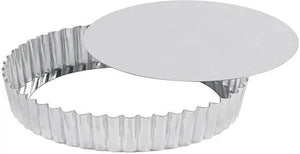 Louis Tellier - 9.44" x 8.85" x 1.37" Tin Plate Medium Round Fluted Tart Mould With Removable Bottom - 126630