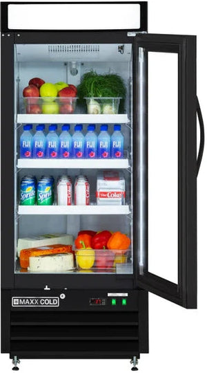 Maxx Cold - 12 Cu ft. Black Glass Single Door Merchandiser Refrigerator - MXM1-12RBHC