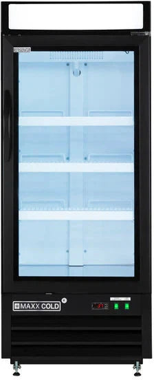 Maxx Cold - 12 Cu ft. Black Glass Single Door Merchandiser Refrigerator - MXM1-12RBHC