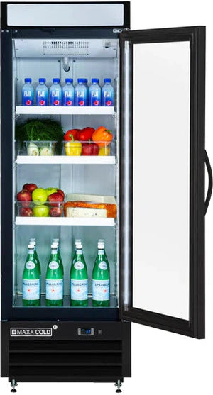 Maxx Cold - 16 Cu ft. Black Glass Single Door Merchandiser Refrigerator - MXM1-16RBHC