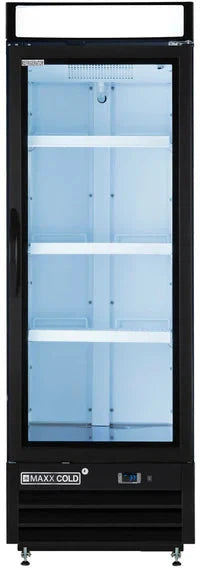 Maxx Cold - 16 Cu ft. Black Glass Single Door Merchandiser Refrigerator - MXM1-16RBHC