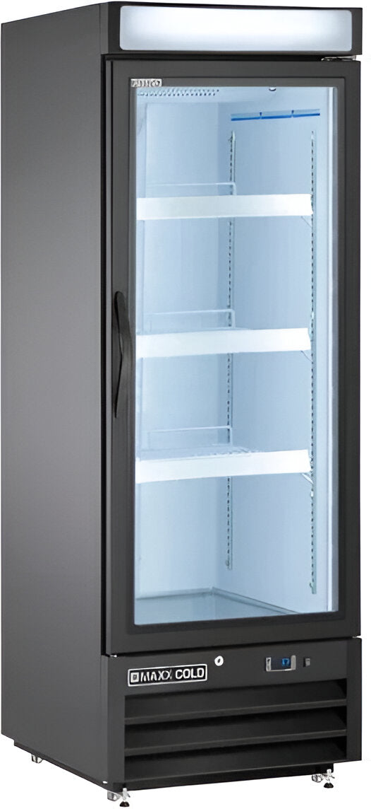 Maxx Cold - 16 Cu ft. Black Glass Single Door Merchandiser Refrigerator - MXM1-16RBHC