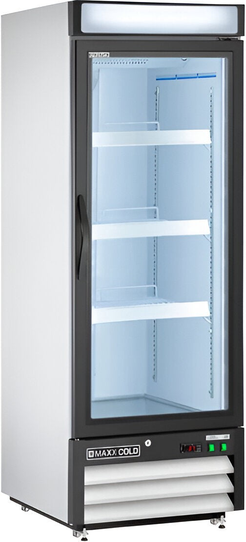 Maxx Cold - 16 Cu ft. White Glass Single Door Merchandiser Refrigerator - MXM1-16RHC