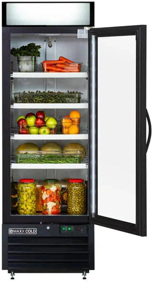 Maxx Cold - 23 Cu ft. Black Glass Single Door Merchandiser Refrigerator - MXM1-23RBHC