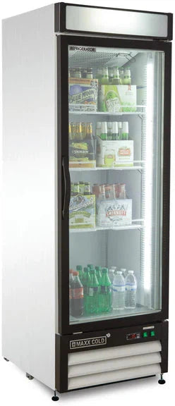 Maxx Cold - 23 Cu ft. White Glass Single Door Merchandiser Refrigerator - MXM1-23RHC