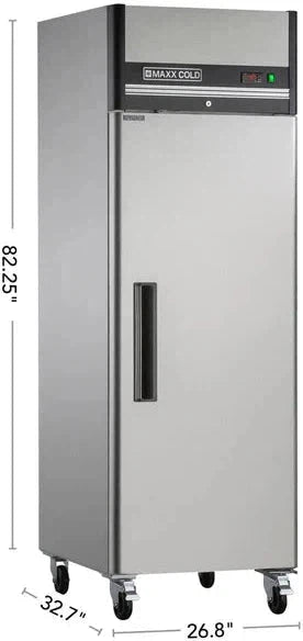 Maxx Cold - 23 cu ft. Stainless Steel Solid Single Door Top Mount Reach-In Refrigerator - MXCR-23FDHC