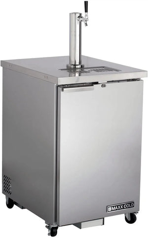 Maxx Cold - 24", 1 Barrel/Keg Stainless Steel Single Tower Beer Dispenser - MXBD24-1SHC