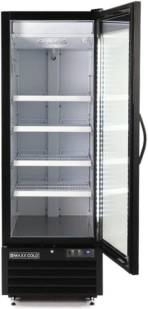 Maxx Cold - 30 Cu ft. Black Glass Single Door & Large Capacity Merchandiser Refrigerator - MXGDM-30RBHC