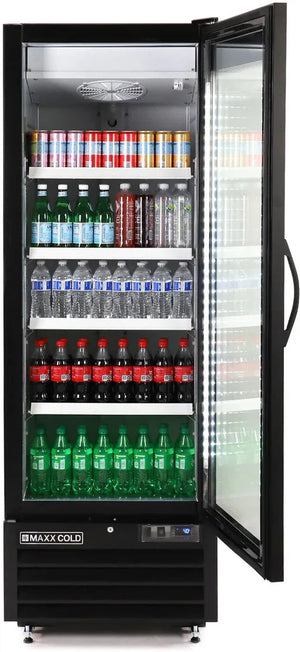 Maxx Cold - 30 Cu ft. Black Glass Single Door & Large Capacity Merchandiser Refrigerator - MXGDM-30RBHC