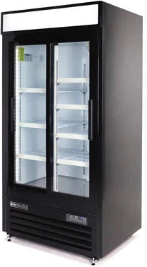 Maxx Cold - 36 Cu ft. Black Narrow Width Merchandiser Refrigerator with Double & Sliding Glass Door - MXM2-36RSBHC