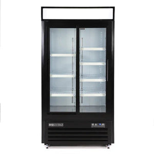 Maxx Cold - 36 Cu ft. Black Narrow Width Merchandiser Refrigerator with Double & Sliding Glass Door - MXM2-36RSBHC