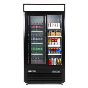 Maxx Cold - 36 Cu ft. Black Narrow Width Merchandiser Refrigerator with Double & Sliding Glass Door - MXM2-36RSBHC