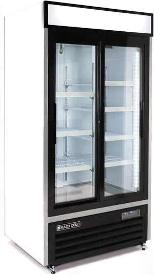 Maxx Cold - 36 Cu ft. White Narrow Width Merchandiser Refrigerator with Double & Sliding Glass Door - MXM2-36RSHC