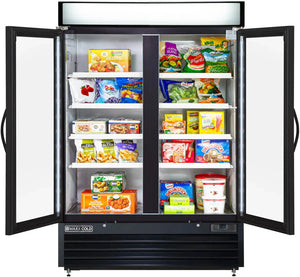 Maxx Cold - 48 Cu ft. Black Glass Double Door Merchandiser Freezer - MXM2-48FBHC