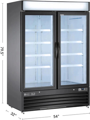 Maxx Cold - 48 Cu ft. Black Glass Double Door Merchandiser Freezer - MXM2-48FBHC