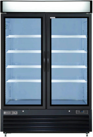 Maxx Cold - 48 Cu ft. Black Glass Double Door Merchandiser Freezer - MXM2-48FBHC