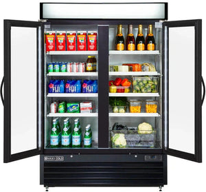 Maxx Cold - 48 Cu ft. Black Glass Double Door Merchandiser Refrigerator - MXM2-48RBHC