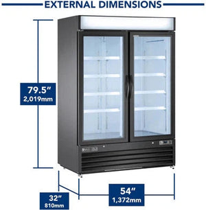 Maxx Cold - 48 Cu ft. Black Glass Double Door Merchandiser Refrigerator - MXM2-48RBHC