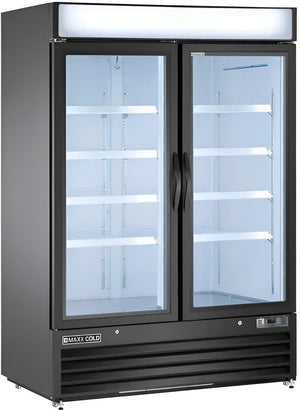 Maxx Cold - 48 Cu ft. Black Glass Double Door Merchandiser Refrigerator - MXM2-48RBHC